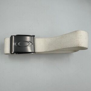 Oakley Web Belt Mens 34 White Canvas Metal Logo Buckle Gorpcore Y2K Ellipse